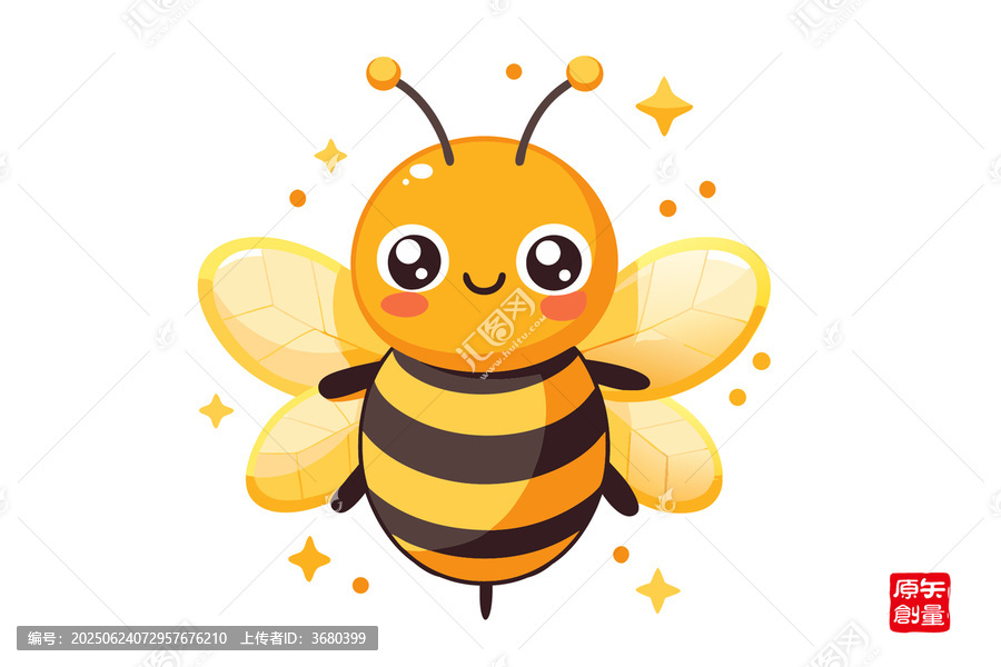 可愛卡通小蜜蜂插畫