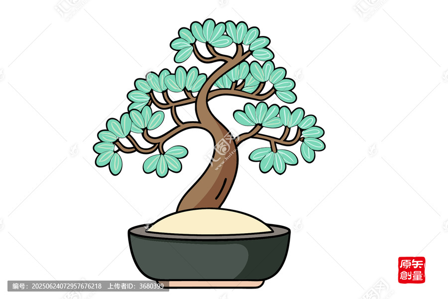 可愛(ài)卡通風(fēng)格盆景插畫