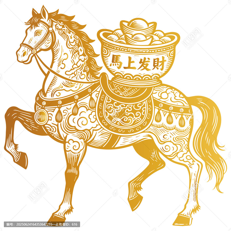 馬上發(fā)財(cái)吉祥金馬圖