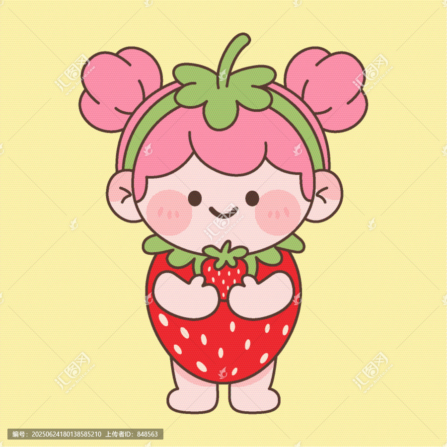 草莓女孩可愛卡通形象