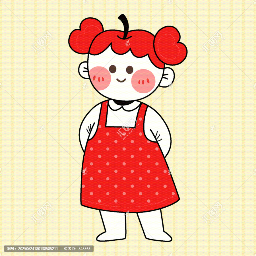 可愛蘋果造型雙馬尾女孩