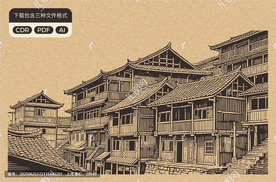 土家吊腳樓失量素材