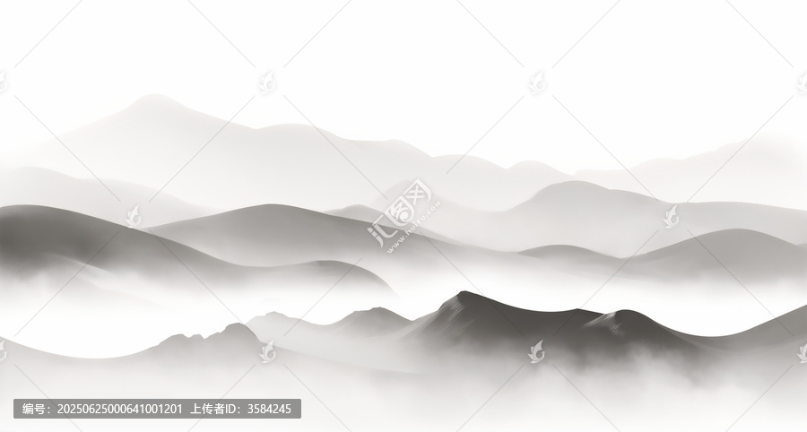 水墨風(fēng)格層疊山巒圖景