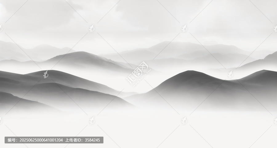 水墨風(fēng)格層疊山巒背景圖