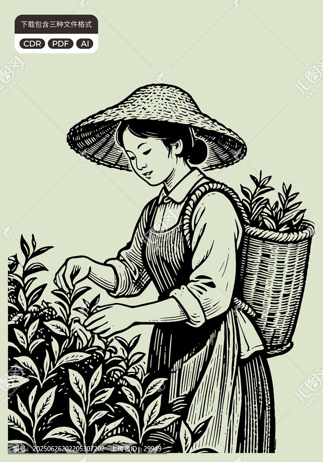 采茶姑娘傳統(tǒng)茶文化元素