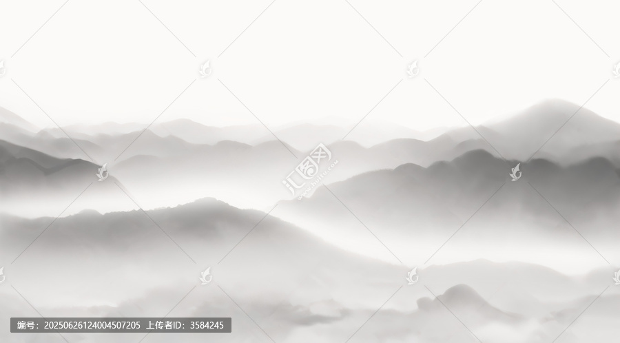 水墨意境遠(yuǎn)山云霧圖