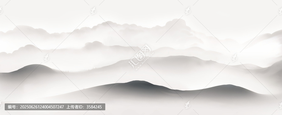 水墨風(fēng)格云霧繚繞山巒圖