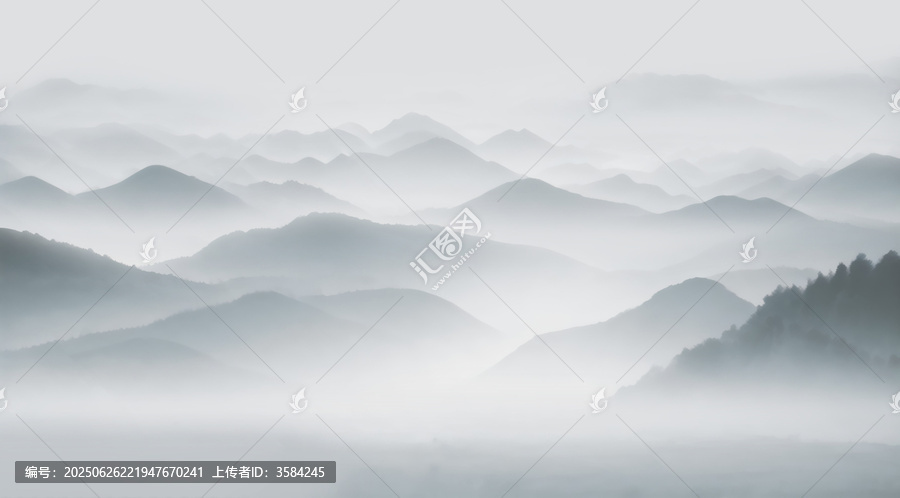 水墨意境群山云霧景觀