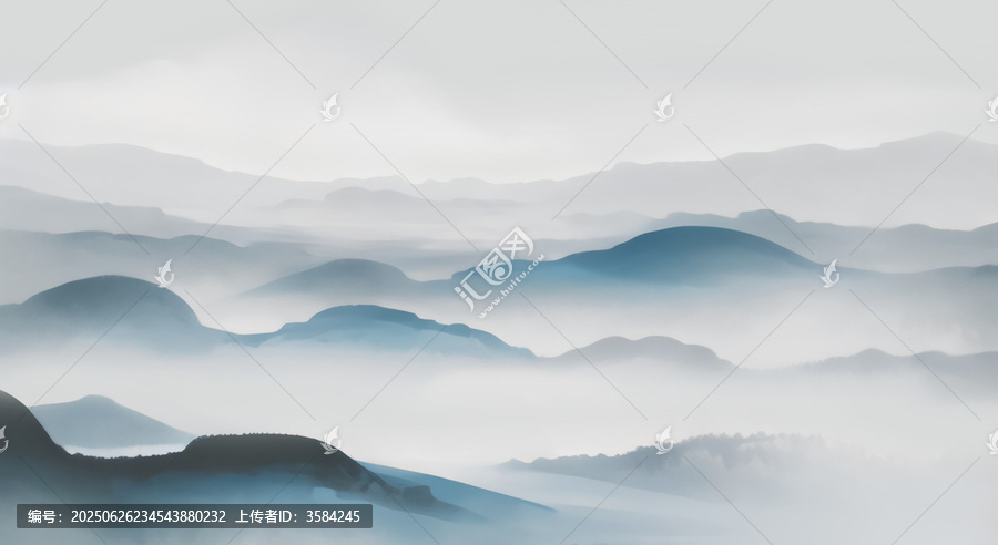 水墨意境群山云霧景觀