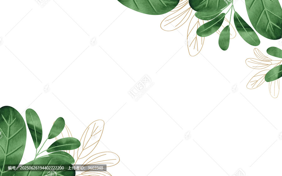 清新綠葉邊框裝飾矢量素材