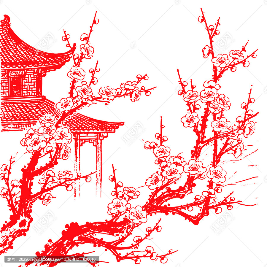 梅花手繪插圖禮盒包裝設(shè)計(jì)素材花紋矢量圖