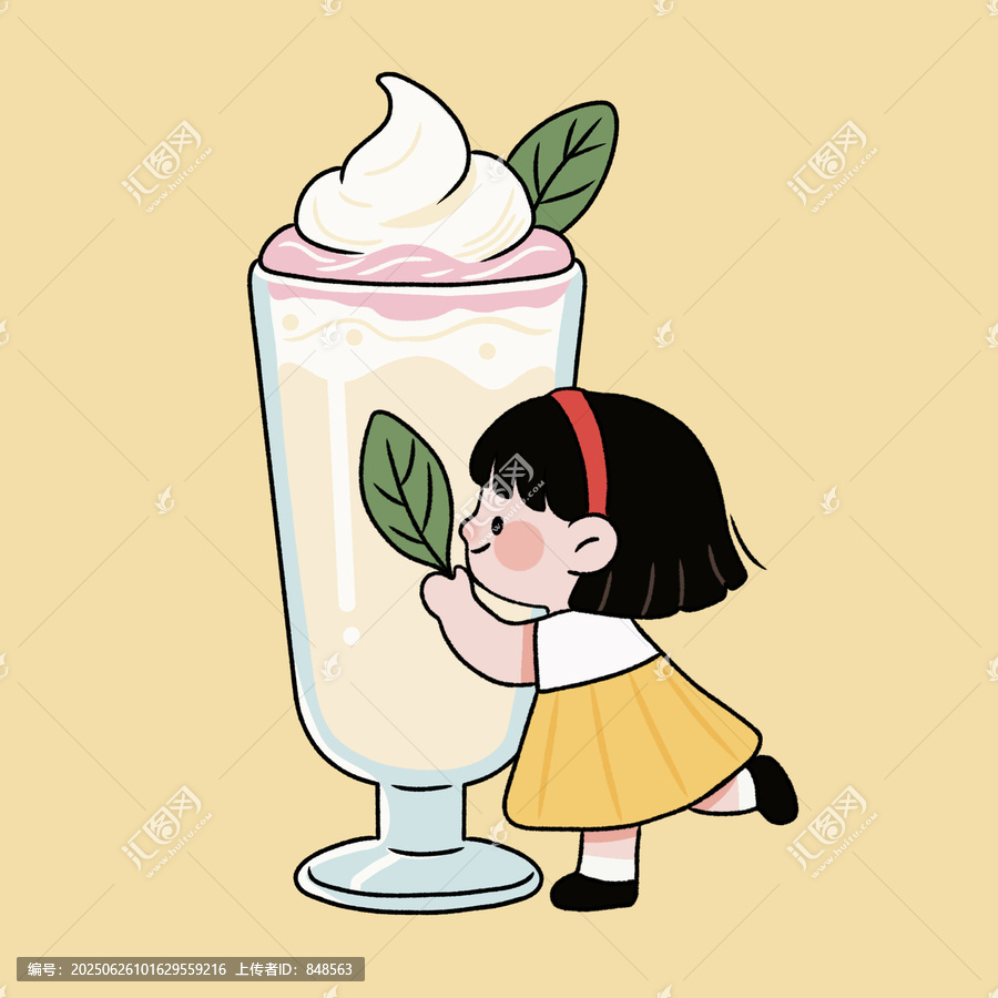 小女孩親昵擁抱大杯飲品