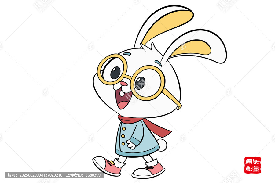 戴眼鏡的可愛卡通小兔子