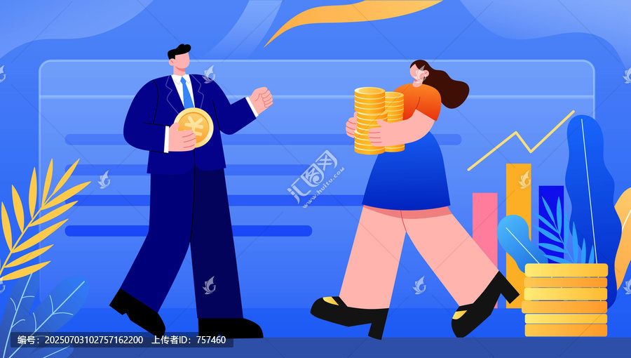 投資理財(cái)人物運(yùn)營插畫