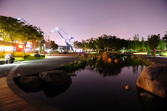 上海世博后滩公园夜景