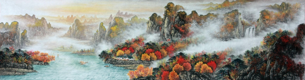 国画秋景山水画