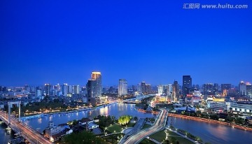 宁波三江口白天与夜景合成