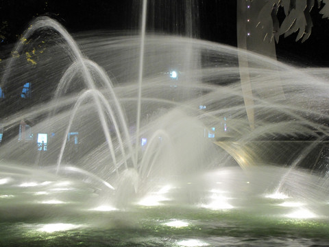 上海夜景 徐家汇公园喷泉