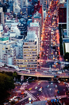 高画质东京塔俯览东京摄影
