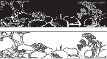 屏风背景花条类雕刻图