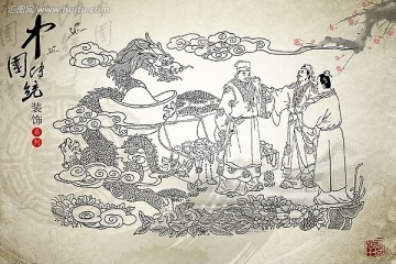 龙年春节背景宣传海报年画材