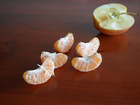 橘瓤 切开的苹果