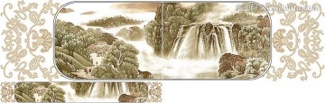 山水画 瓷片腰线花片（通道分色）