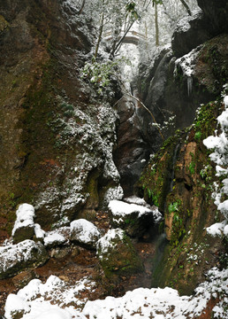 飞泉雪景大画幅