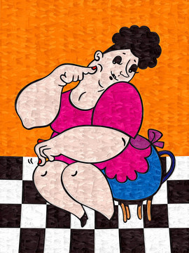 油画 胖女人