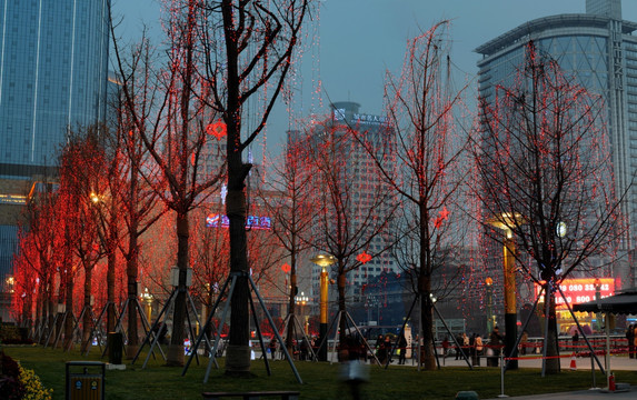 天府广场春节红灯树