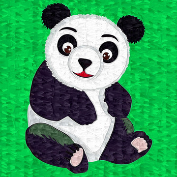 装饰画 无框画 油画 熊猫