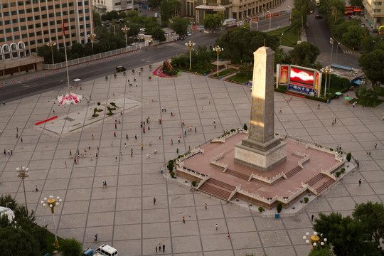 新疆乌鲁木齐人民广场鸟瞰