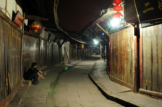 古镇黄龙溪夜景