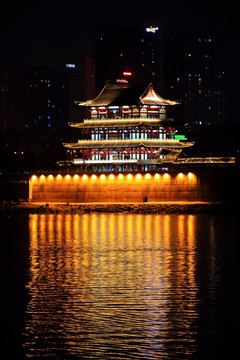 长沙湘江 杜甫江阁夜景