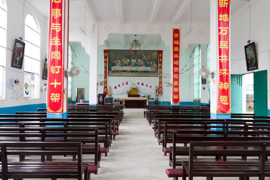 广西龙州 天主教堂 内景