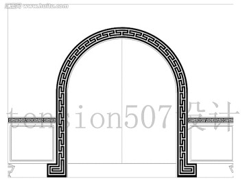 回字框弧形门框CAD