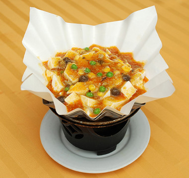 纸锅蟹粉豆腐
