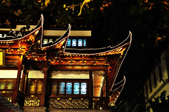 上海豫园楼阁夜景
