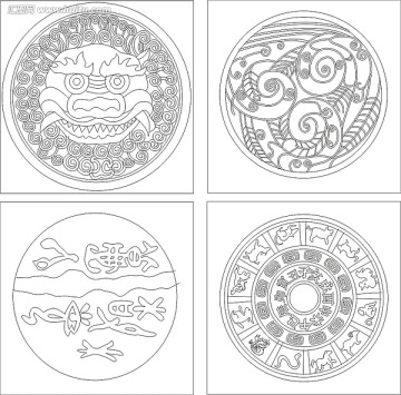 角花边花雕刻图案 中式风格