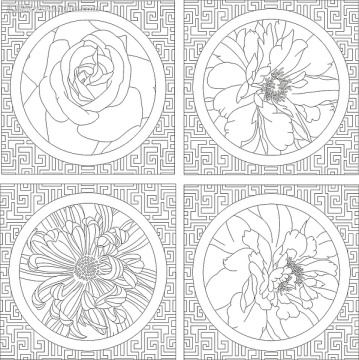 边花角化矢量雕刻图案