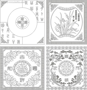 边花角化矢量雕刻图案