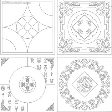 边花角化矢量雕刻图案