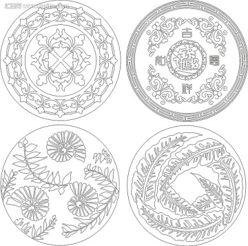 边花角化矢量雕刻图案