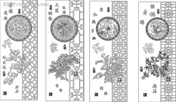 雕刻图线条图矢量图  玄关 家和兴福