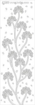 矢量图雕刻图线条图 抽象花朵