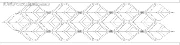 腰线雕刻图线条图矢量图 叶形图案