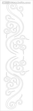 玻璃雕刻图矢量图线条图 祥云