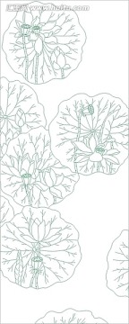 艺术玻璃雕刻图矢量图线条图 万荷颂