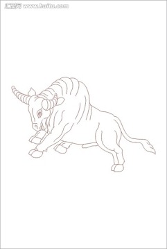 玻璃文化艺术玻璃雕刻图矢量图线条图 俯首甘为孺子牛