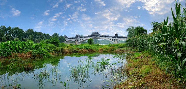黄龙溪廊桥远景